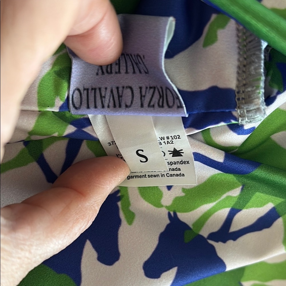 Forza Cavallo Stylish Green and Blue Patterned Leggings. S - Picture 6 of 7